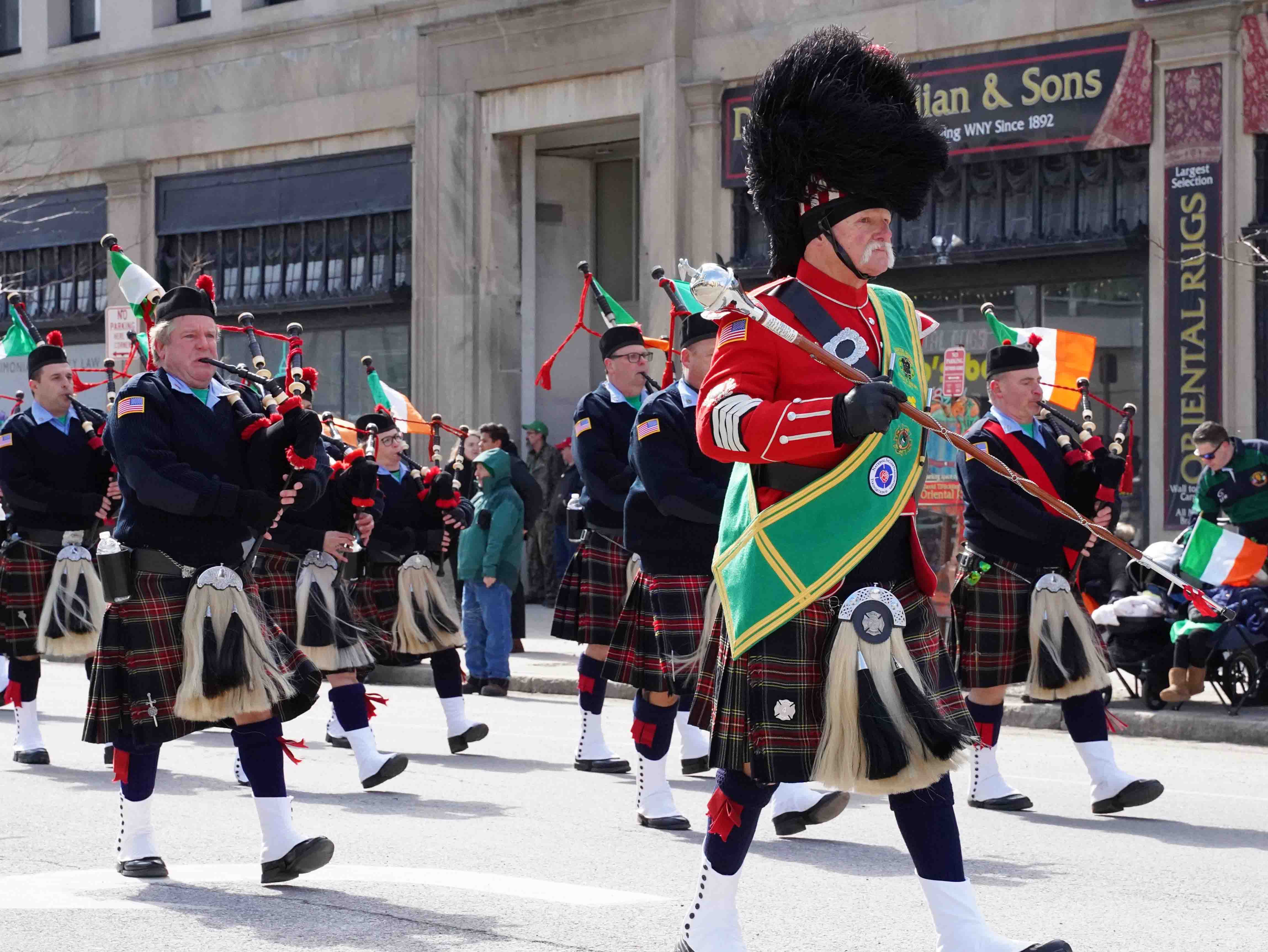 Irishmen celebrate in a St Patrick's Day parade in Buffalo, NY.