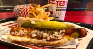 A hotdog and frys at Ted's